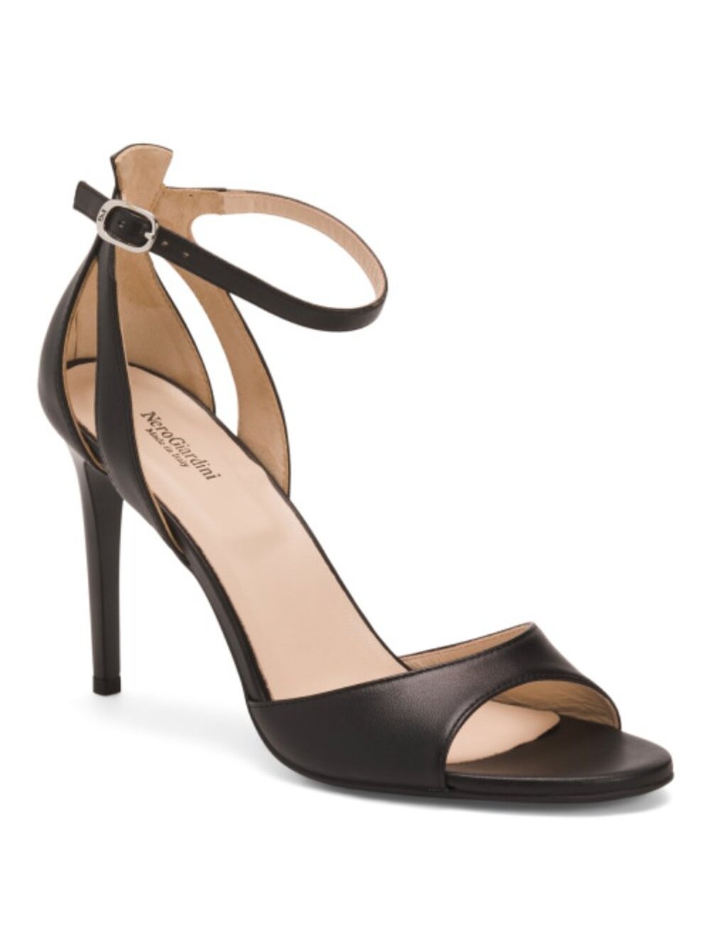 NEROGIARDINI Black Made In Italy Leather Heeled Sandals